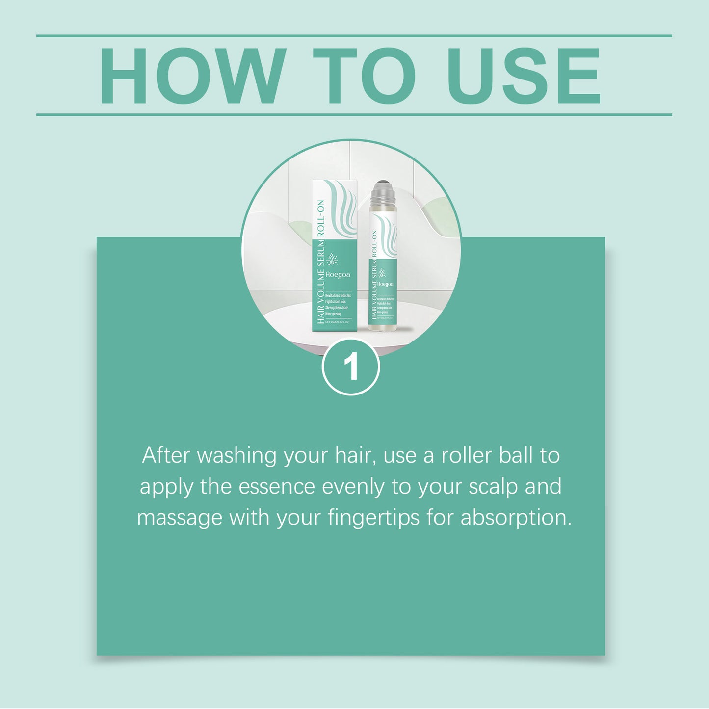 Sérum roll-on Hoegoa Hair Volume: hidratación ligera y cuidado diario del cuero cabelludo (28 ml)