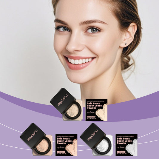 Zephoco Soft Focus Sheer Loose Setting Powder – Lightweight Oil-Control Makeup Finish