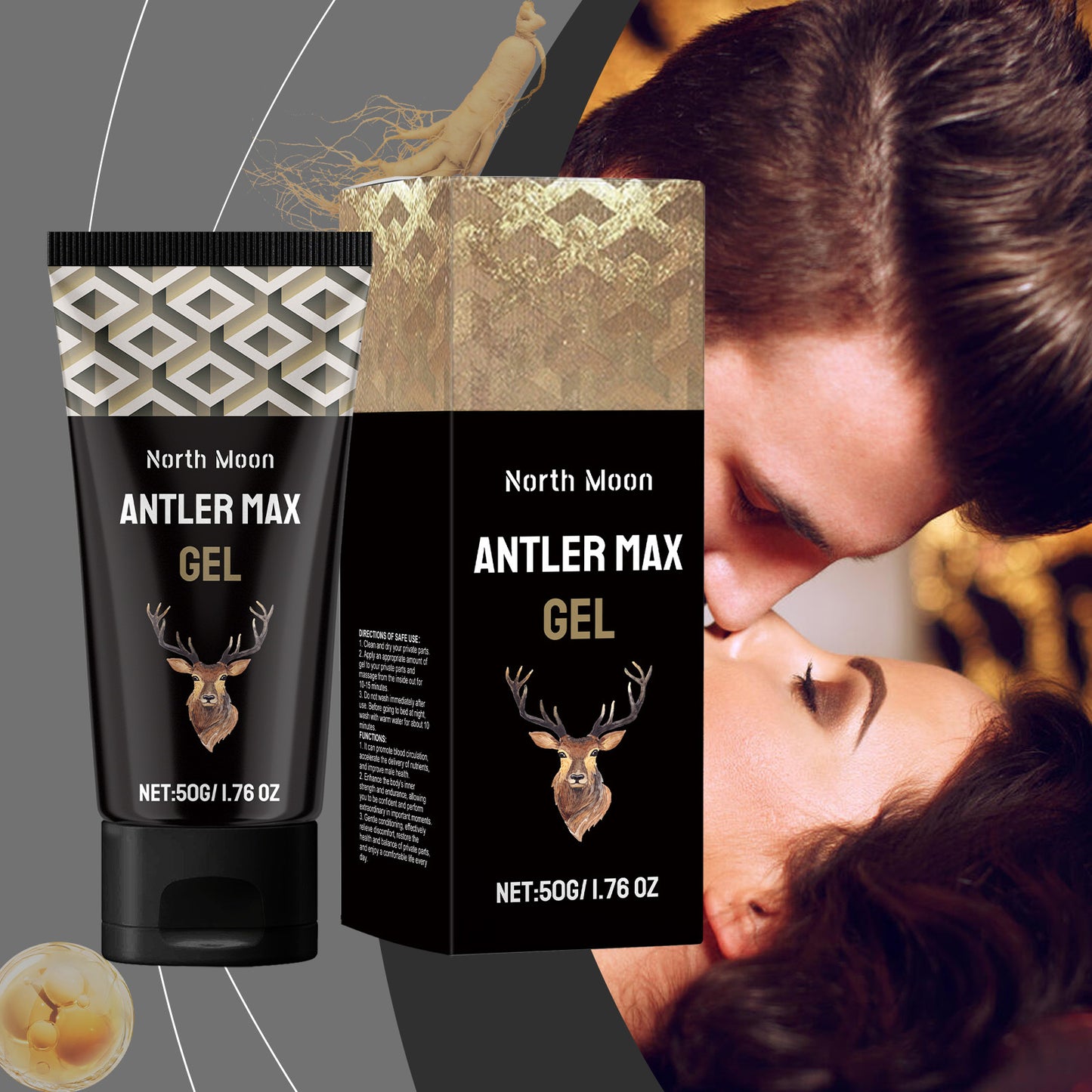 North Moon Antler Max Gel – Lightweight Hydrating Body Care Gel for Daily Massage (50g)