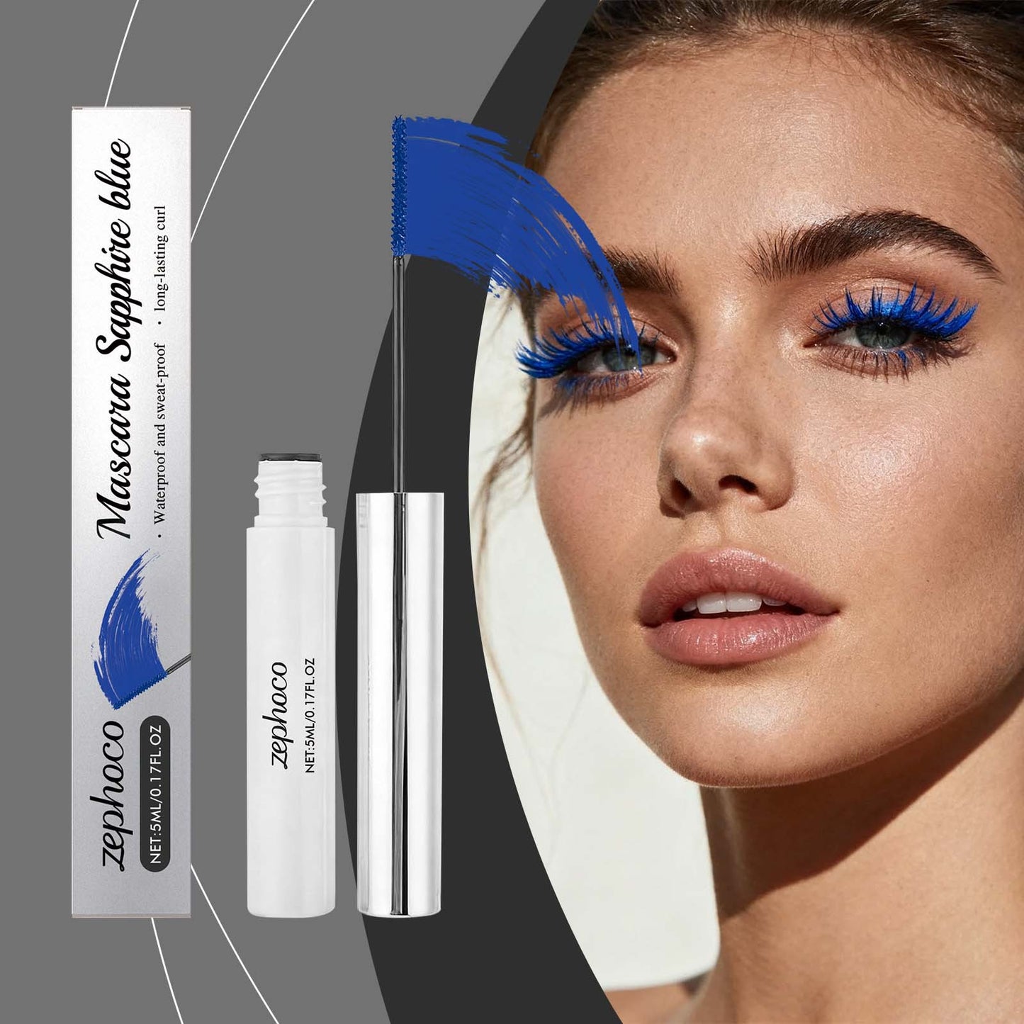 Máscara de pestañas Zephoco: fórmula resistente al agua, suave y sin grumos