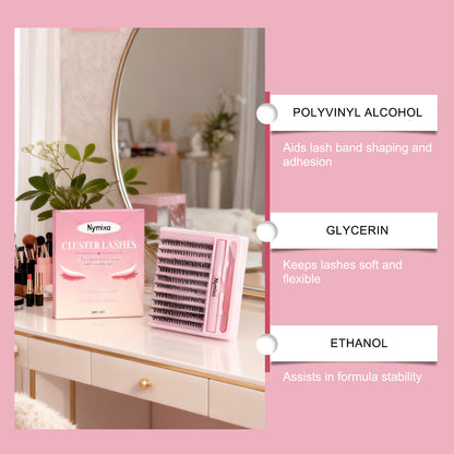 Kit de pestañas Nymixa Cluster: extensiones de pestañas naturales o glamurosas (200 unidades)