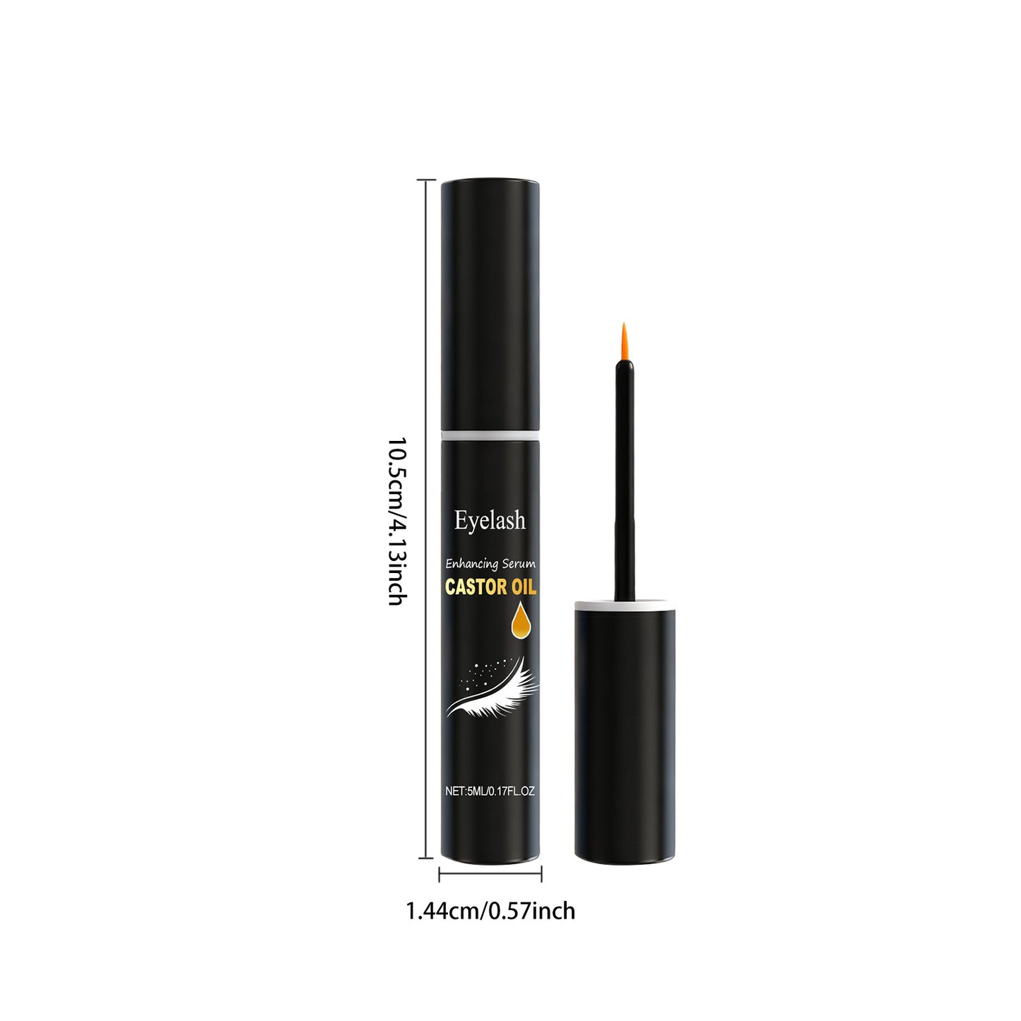 Suero potenciador de pestañas con aceite de ricino: fórmula ligera y nutritiva para el cuidado diario y nocturno de las pestañas.