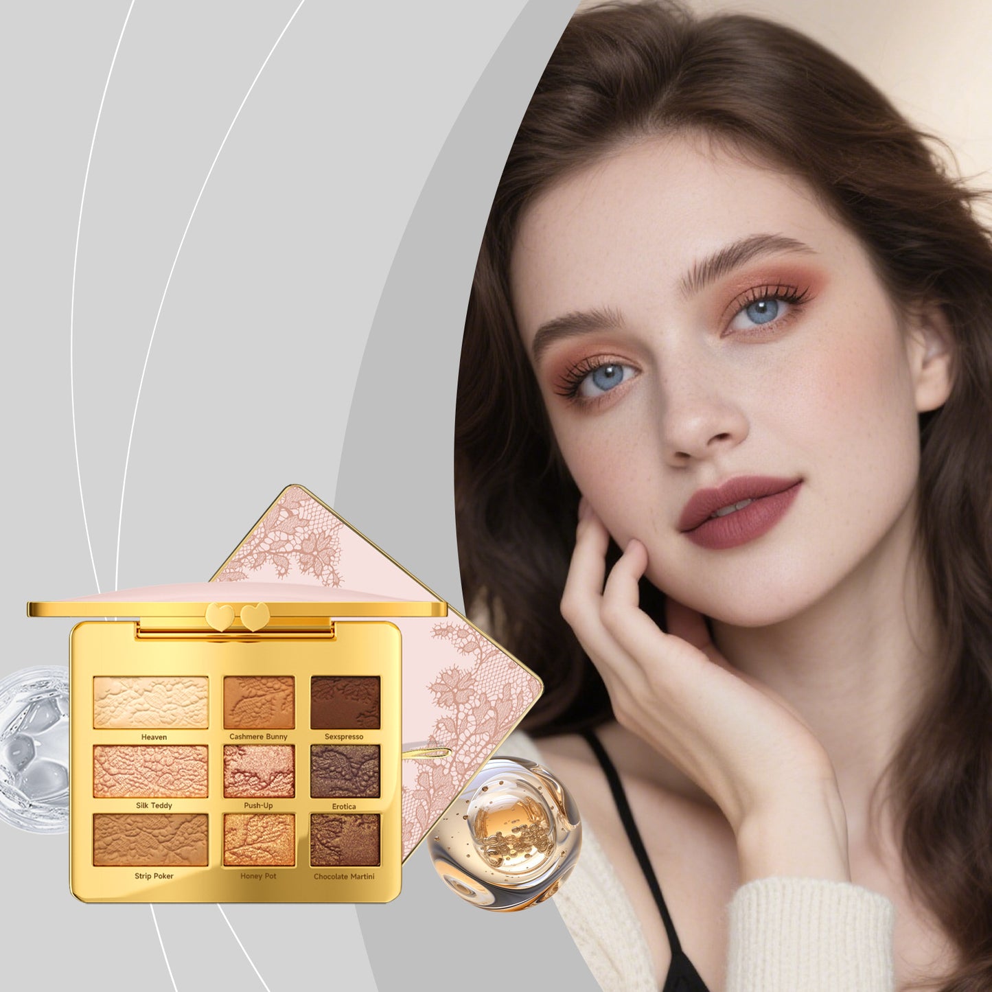 9-Color Nude Glam Eyeshadow Palette – Waterproof, Smooth & Long-Lasting Finish