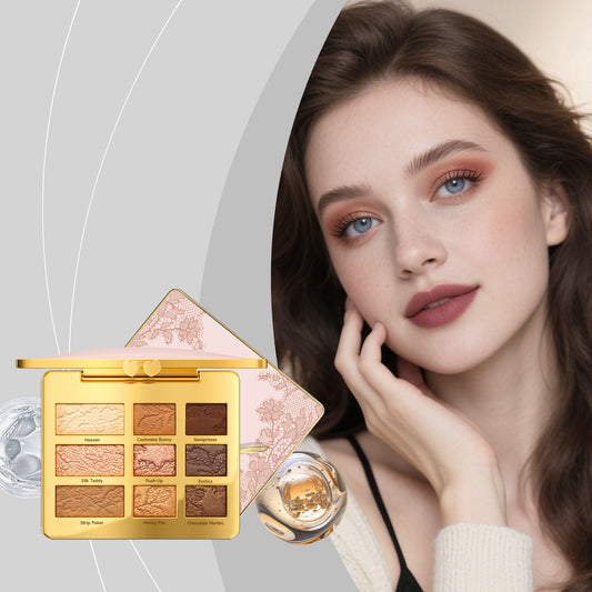 9-Color Nude Glam Eyeshadow Palette – Waterproof, Smooth & Long-Lasting Finish
