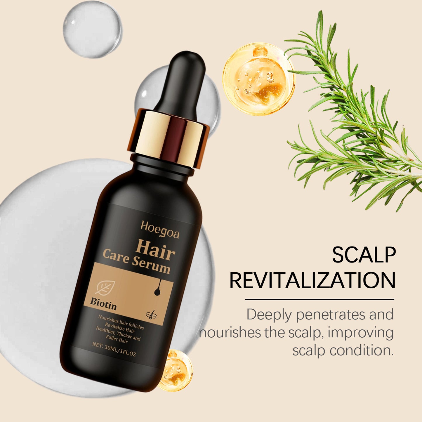 Sérum capilar con biotina Hoegoa: acabado nutritivo y suave (30 ml)