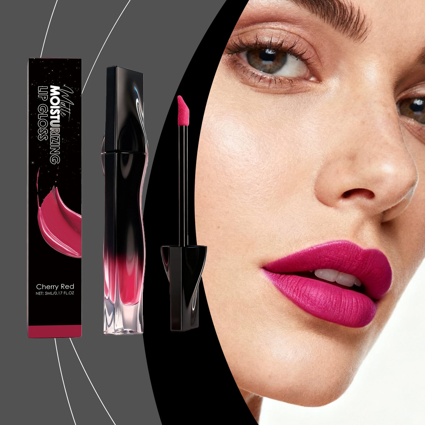 Zephoco Matte Moisturizing Lip Gloss – Soft Matte Lip Color with Precision Brush