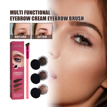Set de crema y pincel multifuncional para cejas EELHOE: resistente al agua y de aplicación suave