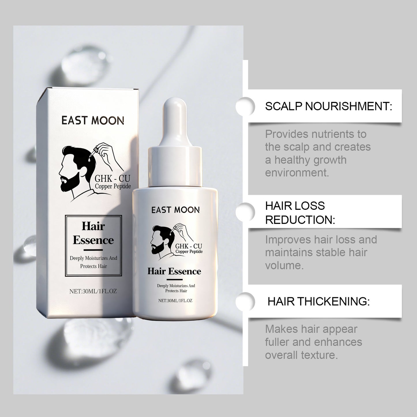 Esencia capilar con péptidos de cobre: ​​suero nutritivo para el cuero cabelludo y el cabello (30 ml)