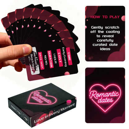 Cartes à gratter romantiques pour couples – Jeu interactif amusant (46 cartes) (18+)