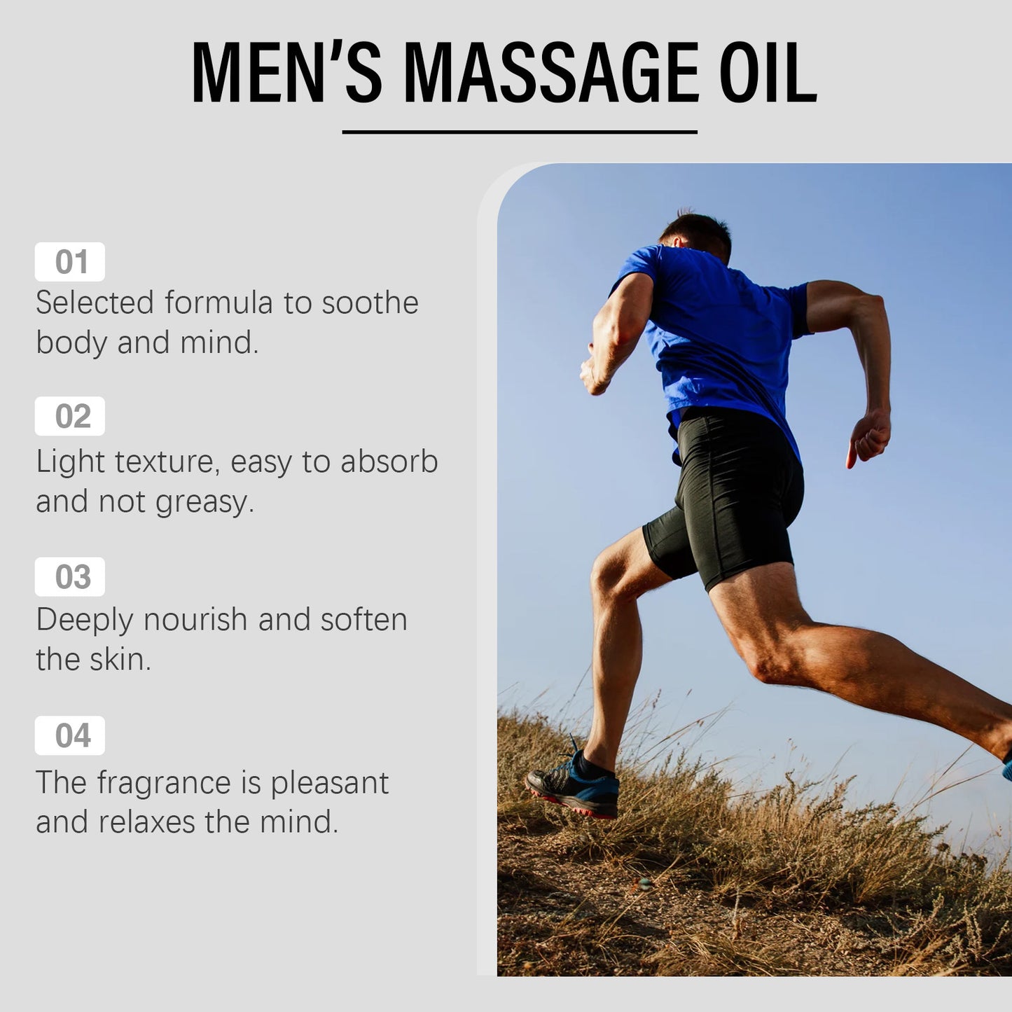 North Moon Men’s Massage Oil – Lightweight Hydrating Body Care Oil for Daily Use (30ml)