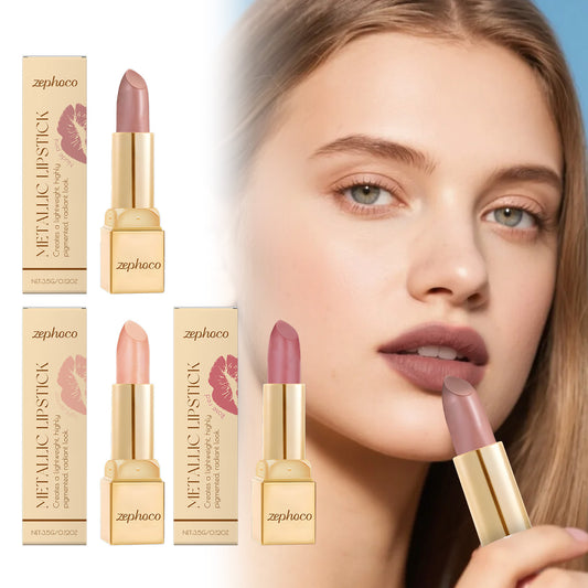Zephoco Metallic Lipstick – Smooth Color & Radiant Finish (Multiple Shades)