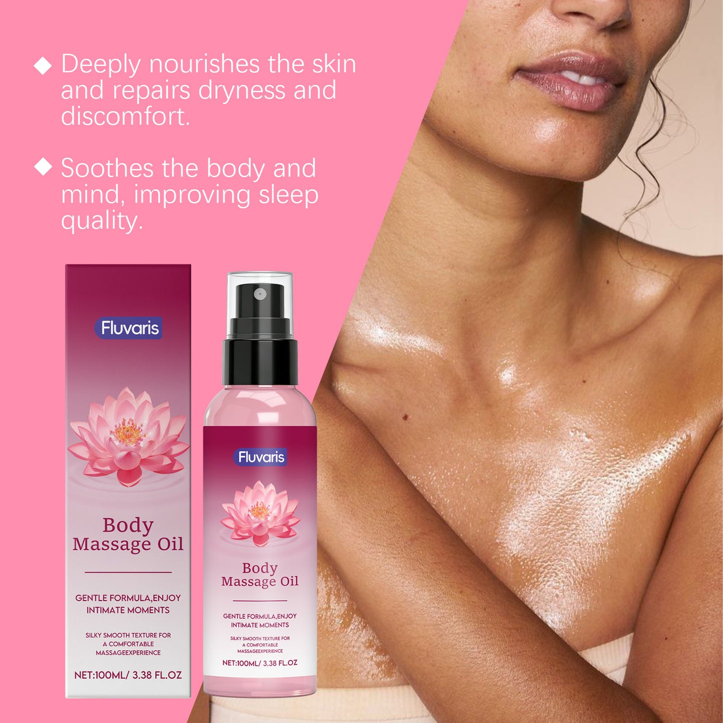 Fluvaris Body Massage Oil | Lightweight Hydrating Skin Care Formula | 100ml