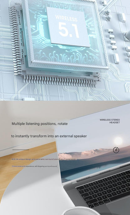 Auriculares inalámbricos Bluetooth supraaurales: graves profundos y sonido envolvente de 360° (compatibles con Apple P9)