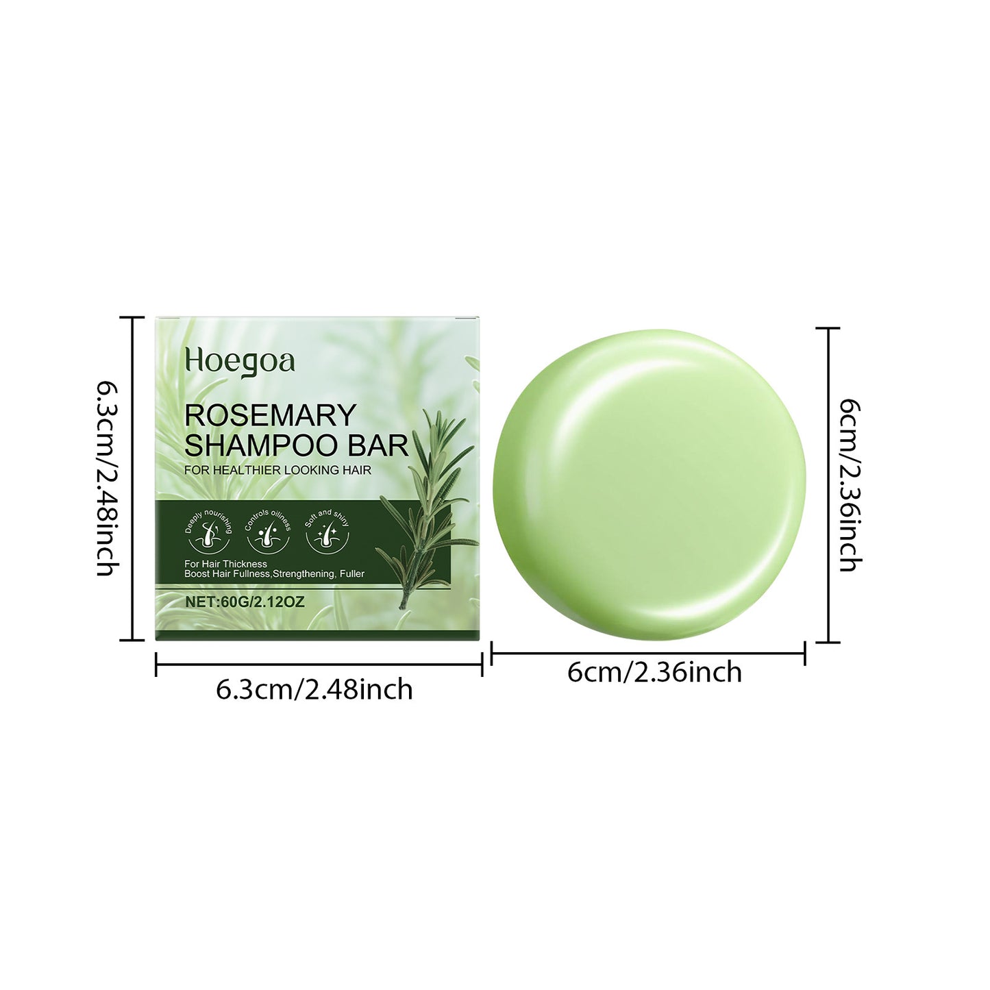 Champú de romero Hoegoa: para un cabello más grueso y saludable (60 g)
