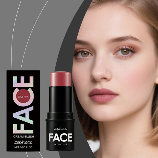 Zephoco Face Cream Blush Stick – Rose Pink Silky Blush for Natural Glow
