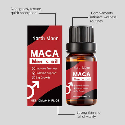 North Moon Maca Men’s Massage Oil – Lightweight Hydrating Intimate Care Oil • Fast Absorbing • Non-Greasy (10ml)