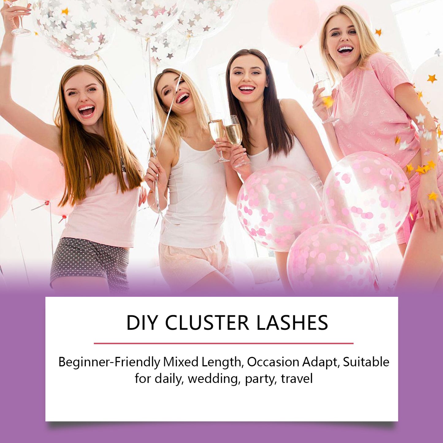 Kit de faux cils Nymixa à faire soi-même – 200 extensions de cils réutilisables avec outil applicateur