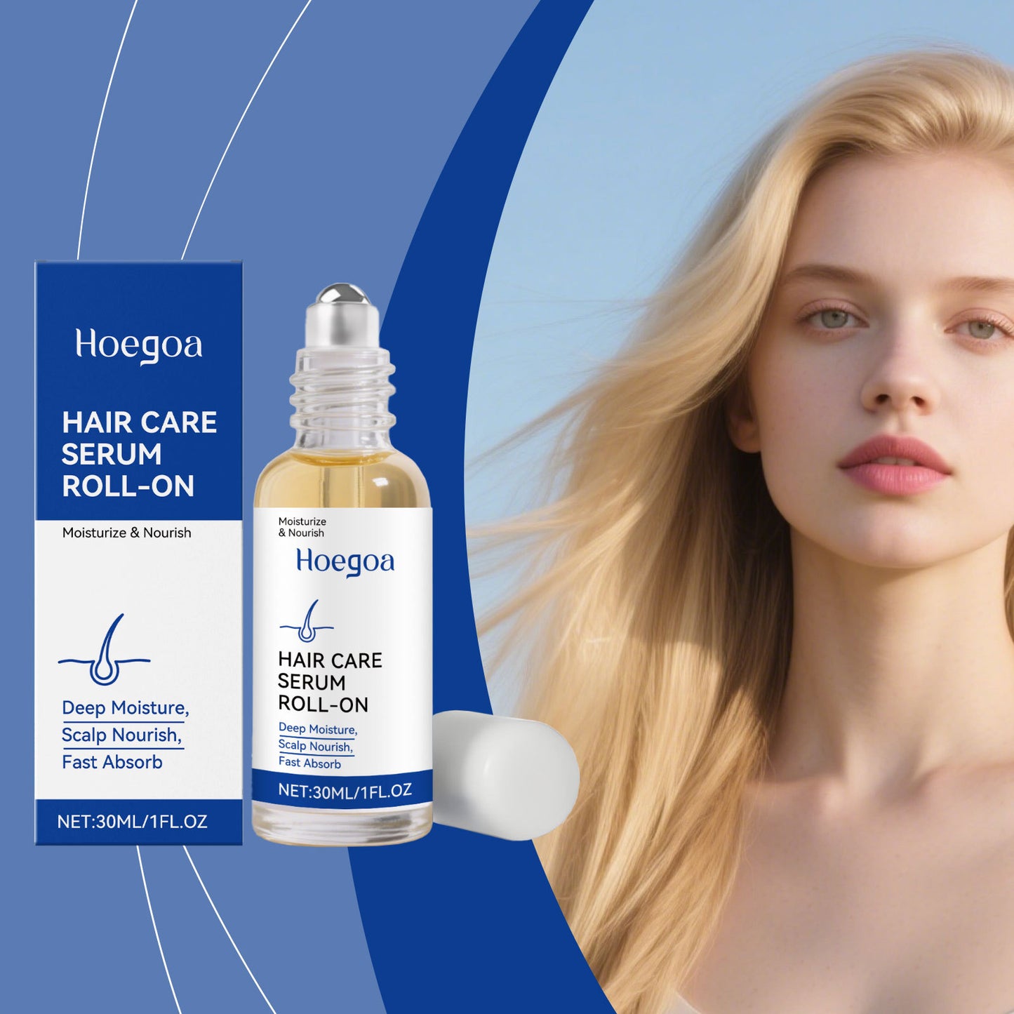 Hoegoa Hair Care Serum Roll-On – Hidratación profunda y nutrición del cuero cabelludo (30 ml)