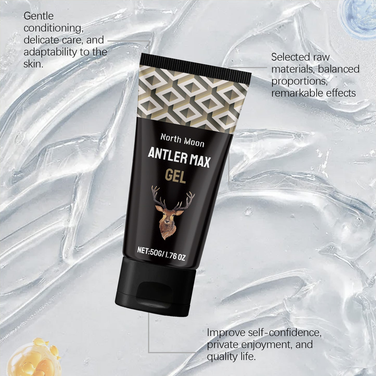 North Moon Antler Max Gel – Lightweight Hydrating Body Care Gel for Daily Massage (50g)