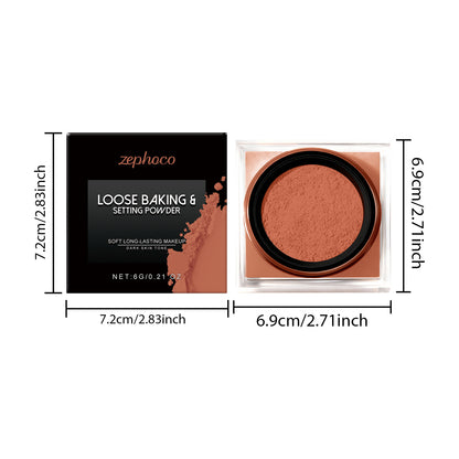 Zephoco Loose Baking & Setting Powder – Soft Focus Makeup Finish for Natural Coverage