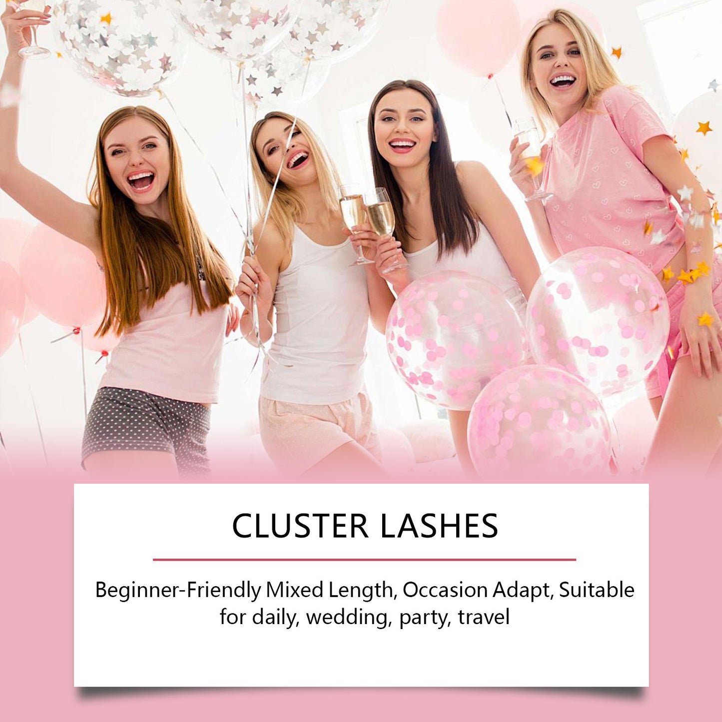 Kit de pestañas Nymixa Cluster: extensiones de pestañas naturales o glamurosas (200 unidades)