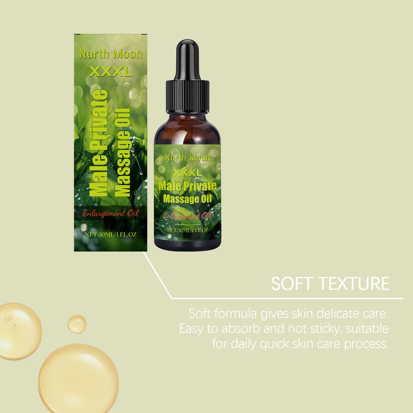 North Moon Men’s Massage Oil – Lightweight Hydrating Body Care Oil for Daily Use (30ml)