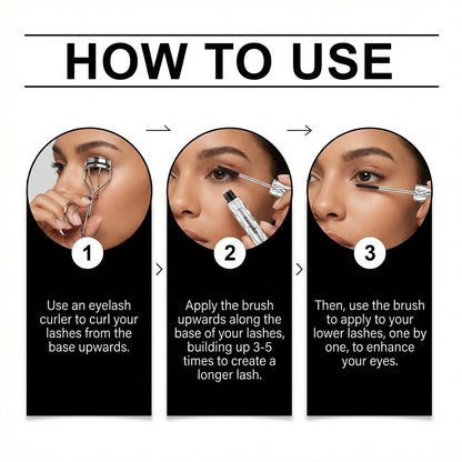 Mascara recourbant en tube Zephoco (Noir/Brun) – Formule waterproof allongeante et nourrissante pour les cils