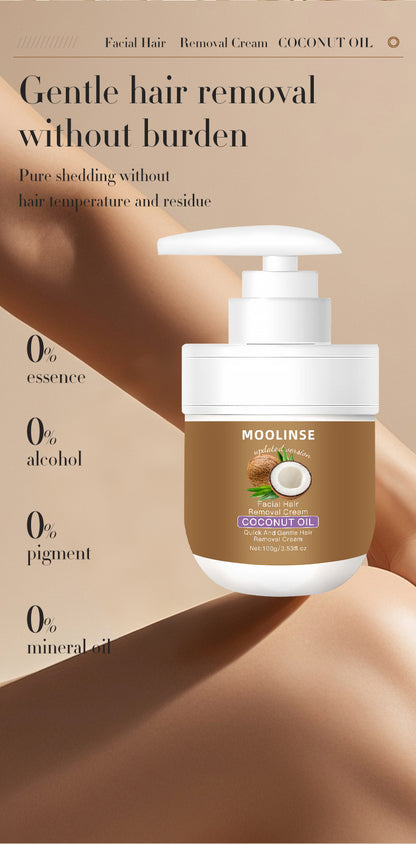 Coconut Oil Facial Hair Removal Cream – Gentle & Smooth Skin Care