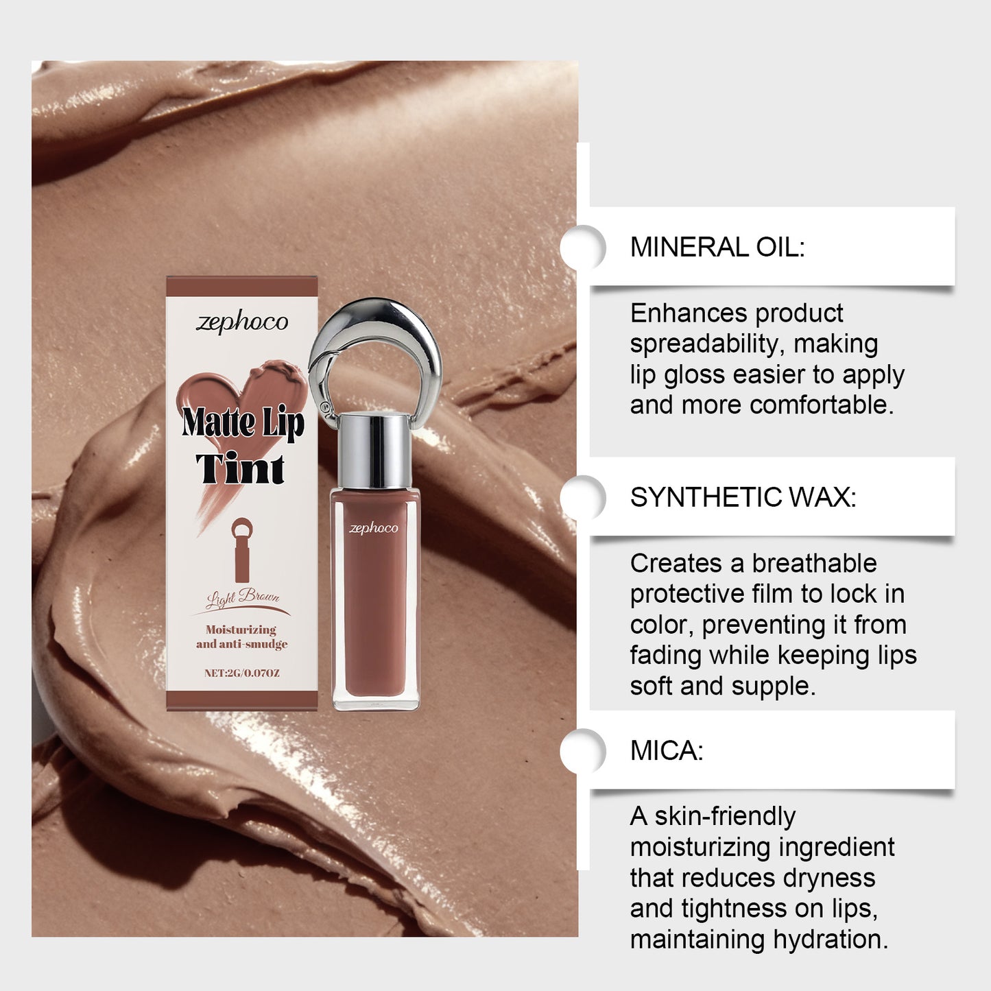 Zephoco Matte Lip Tint – Lightweight Long-Lasting Color (Multi Shades)