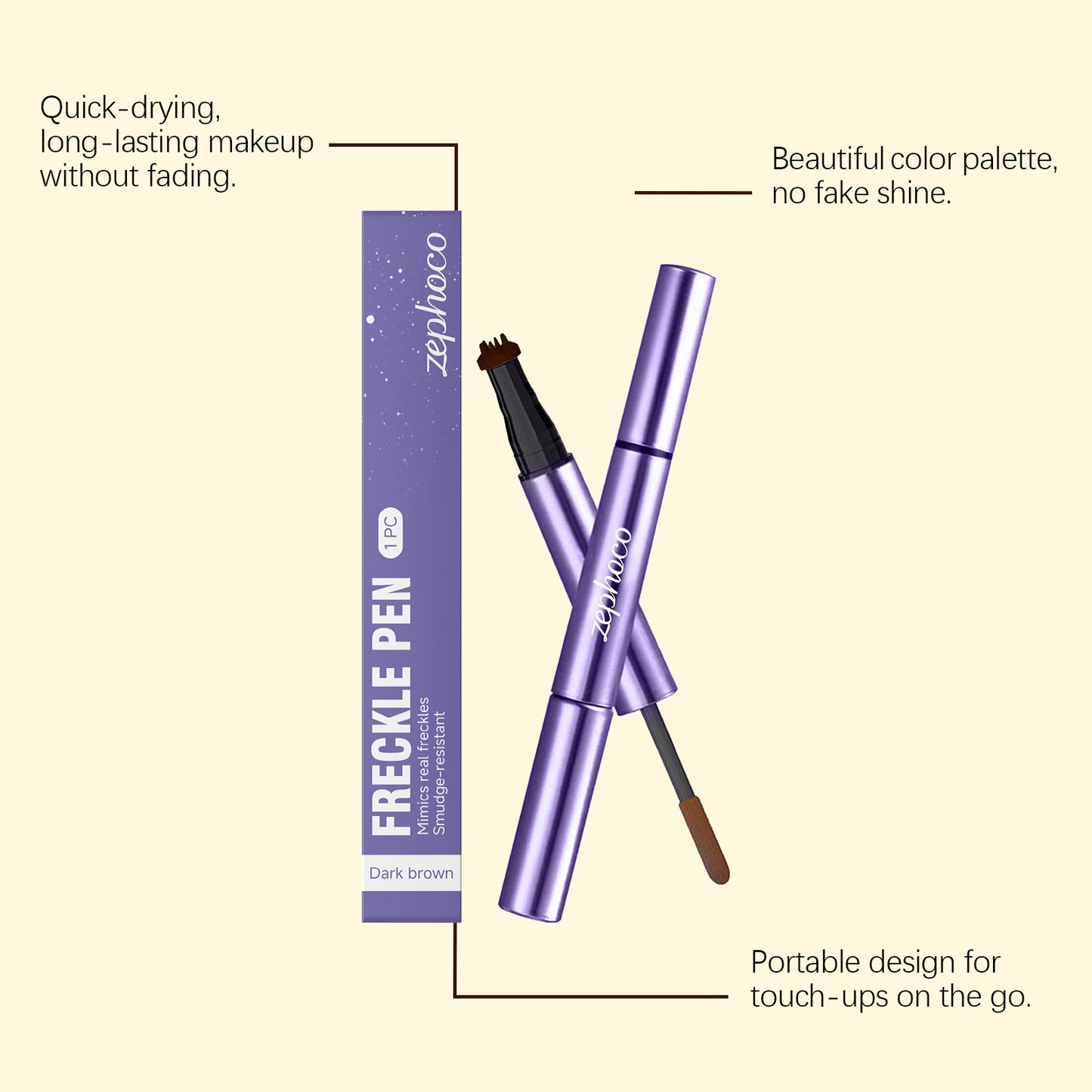Stylo à faux poils Zephoco à double embout – Faux poils effet naturel et formule à séchage rapide