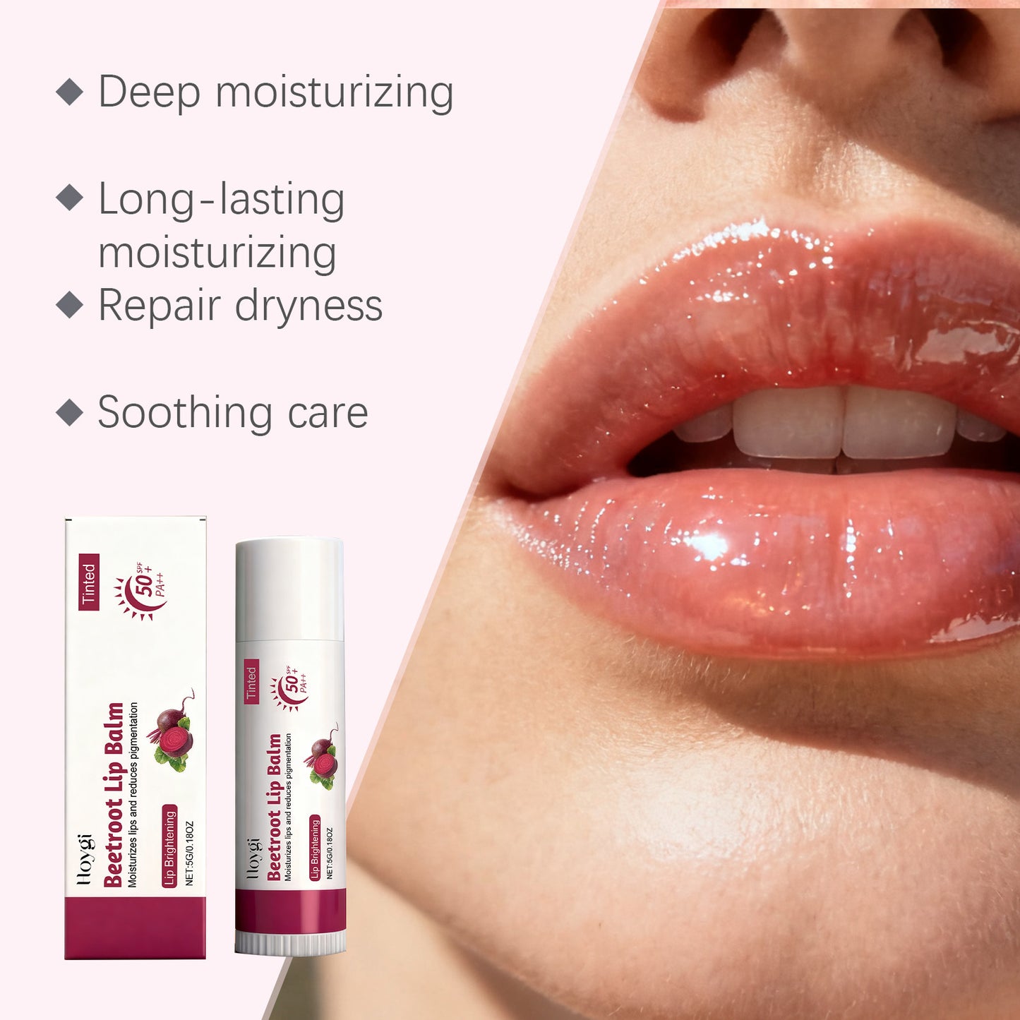 Hoygi Beetroot Tinted Lip Balm SPF 50 PA++ – Lightweight, Non-Sticky & Lip-Enhancing Care