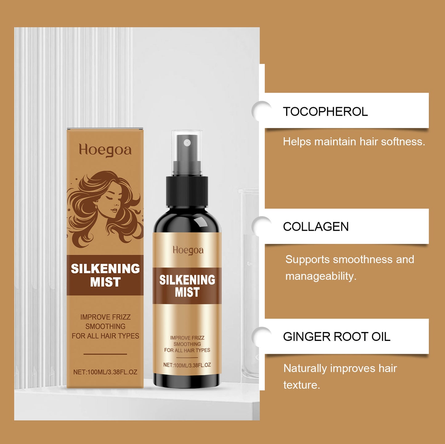 Hoegoa Silkening Mist – Spray suavizante para el cabello encrespado 100 ml