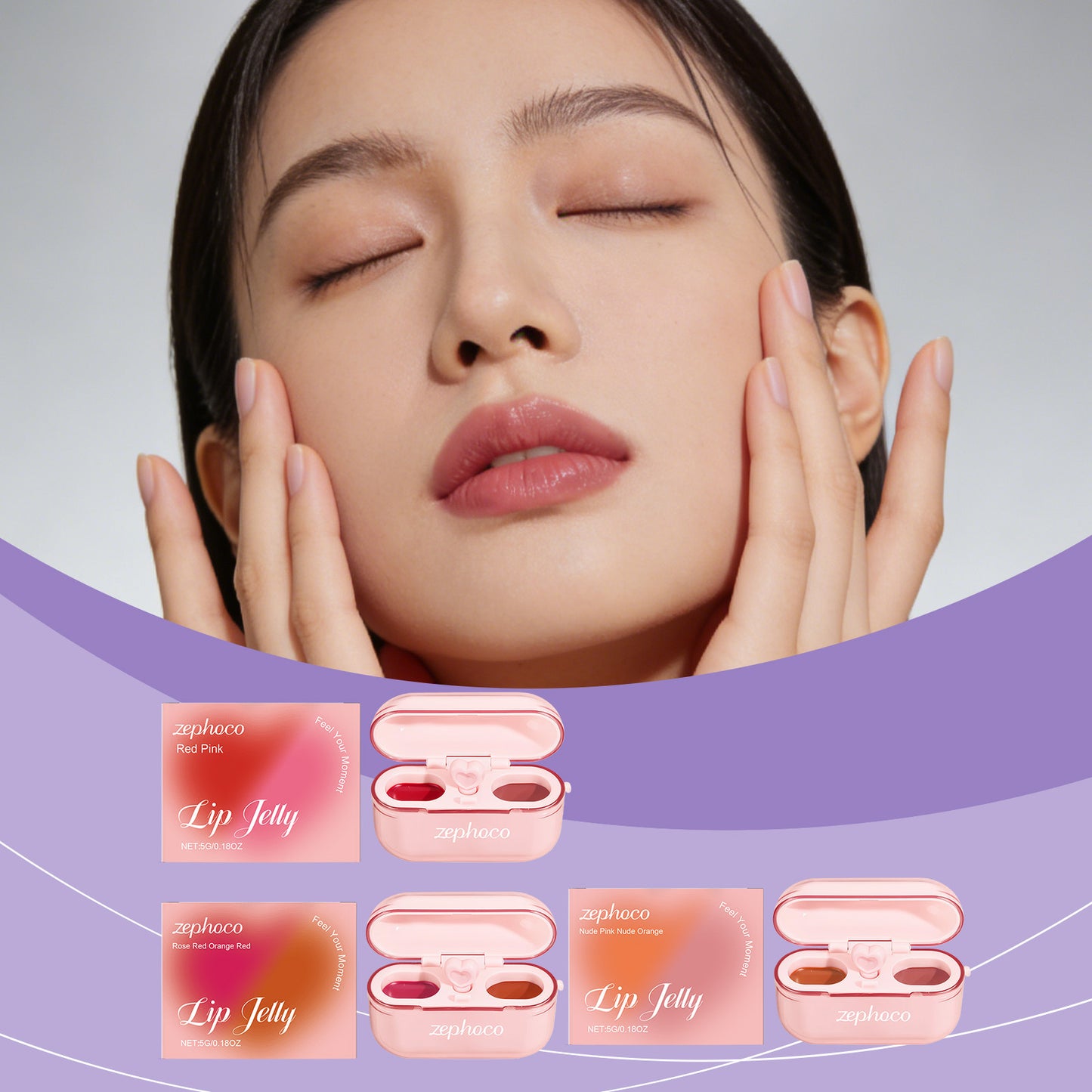 Zephoco Lip Jelly Duo Set – Rouge à lèvres fini brillant et mat