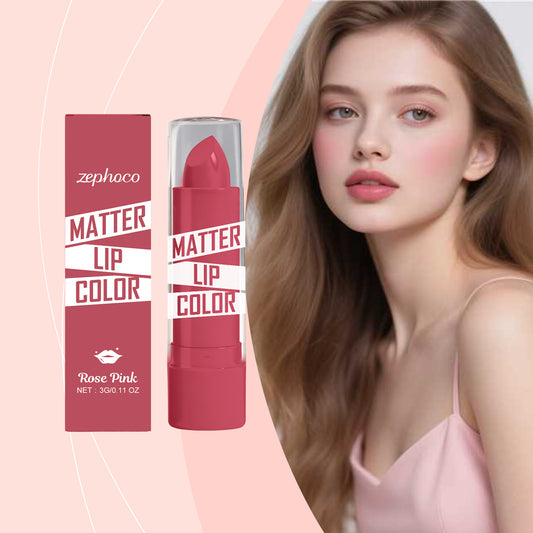 Zephoco Matte Lip Color – Rose Pink | Smooth, Non-Flaky & Long-Wear Lipstick
