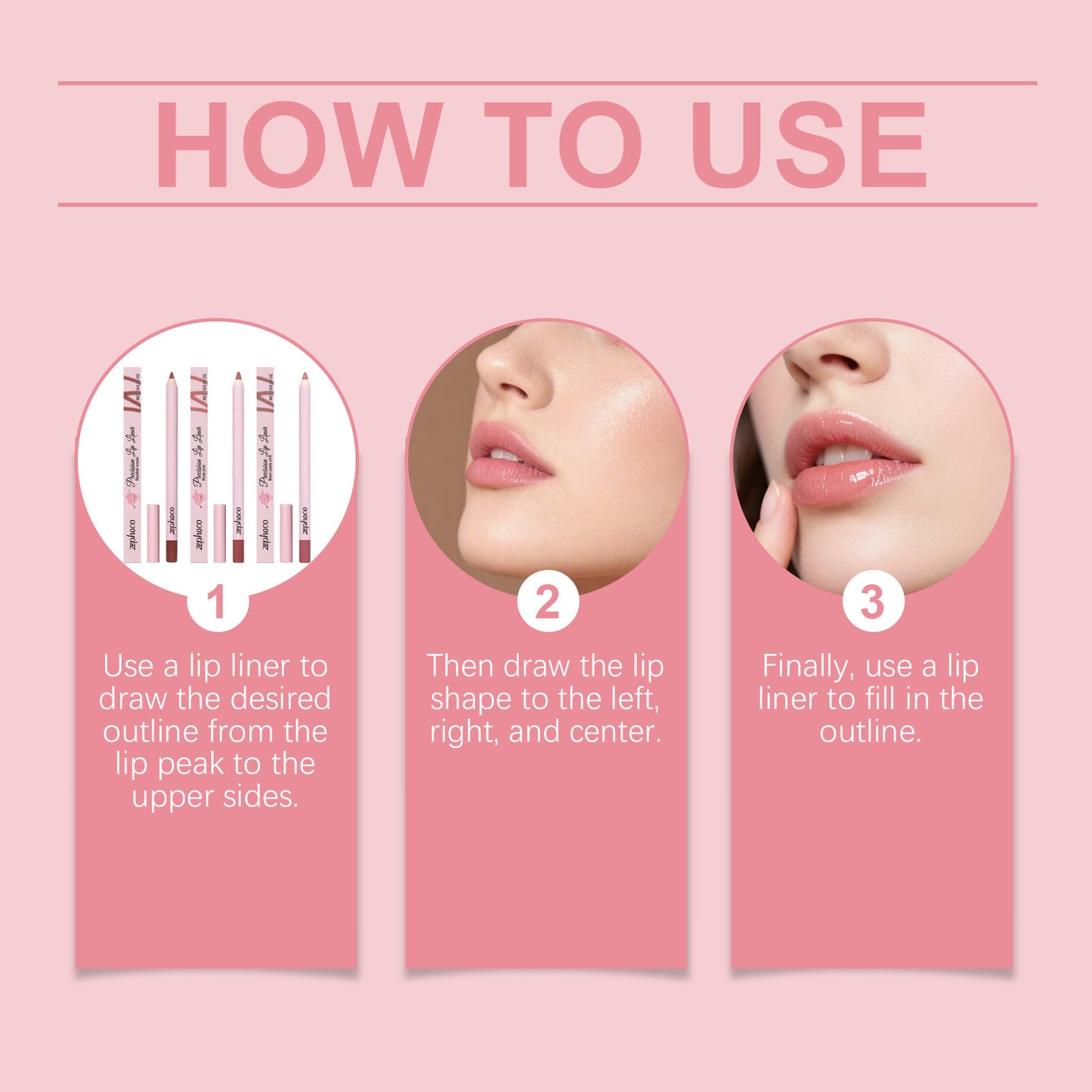 Zephoco Precision Lip Liner – Slim Pencil for Defined & Natural Lip Looks