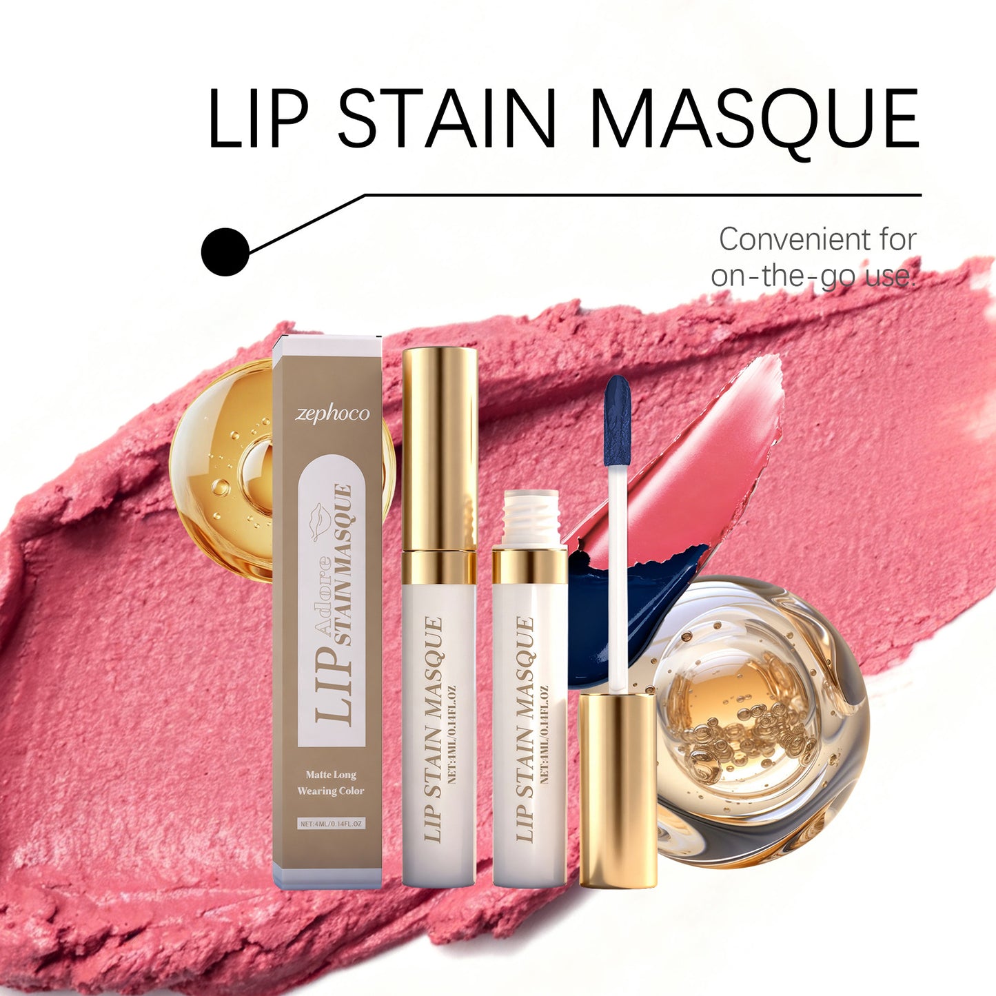 Zephoco Lip Stain Masque – Matte Long-Wearing Lip Color with Precision Applicator