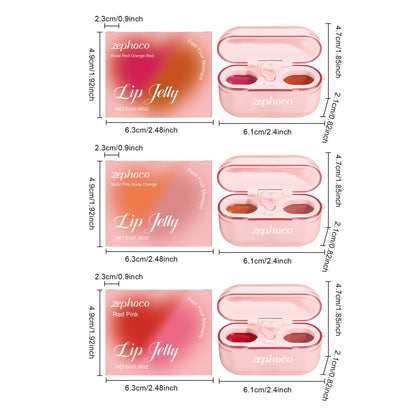 Zephoco Lip Jelly Duo Set – Rouge à lèvres fini brillant et mat