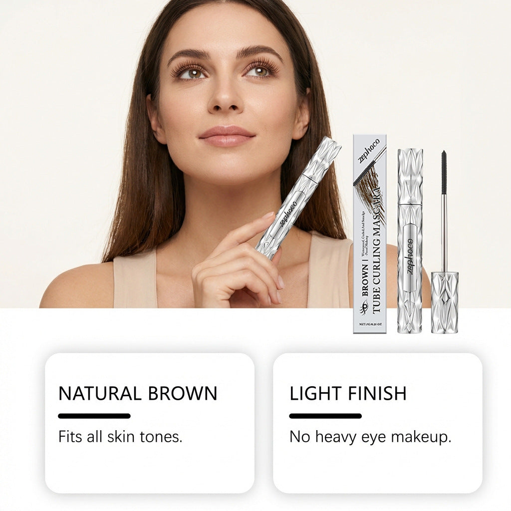 Mascara recourbant en tube Zephoco (Noir/Brun) – Formule waterproof allongeante et nourrissante pour les cils