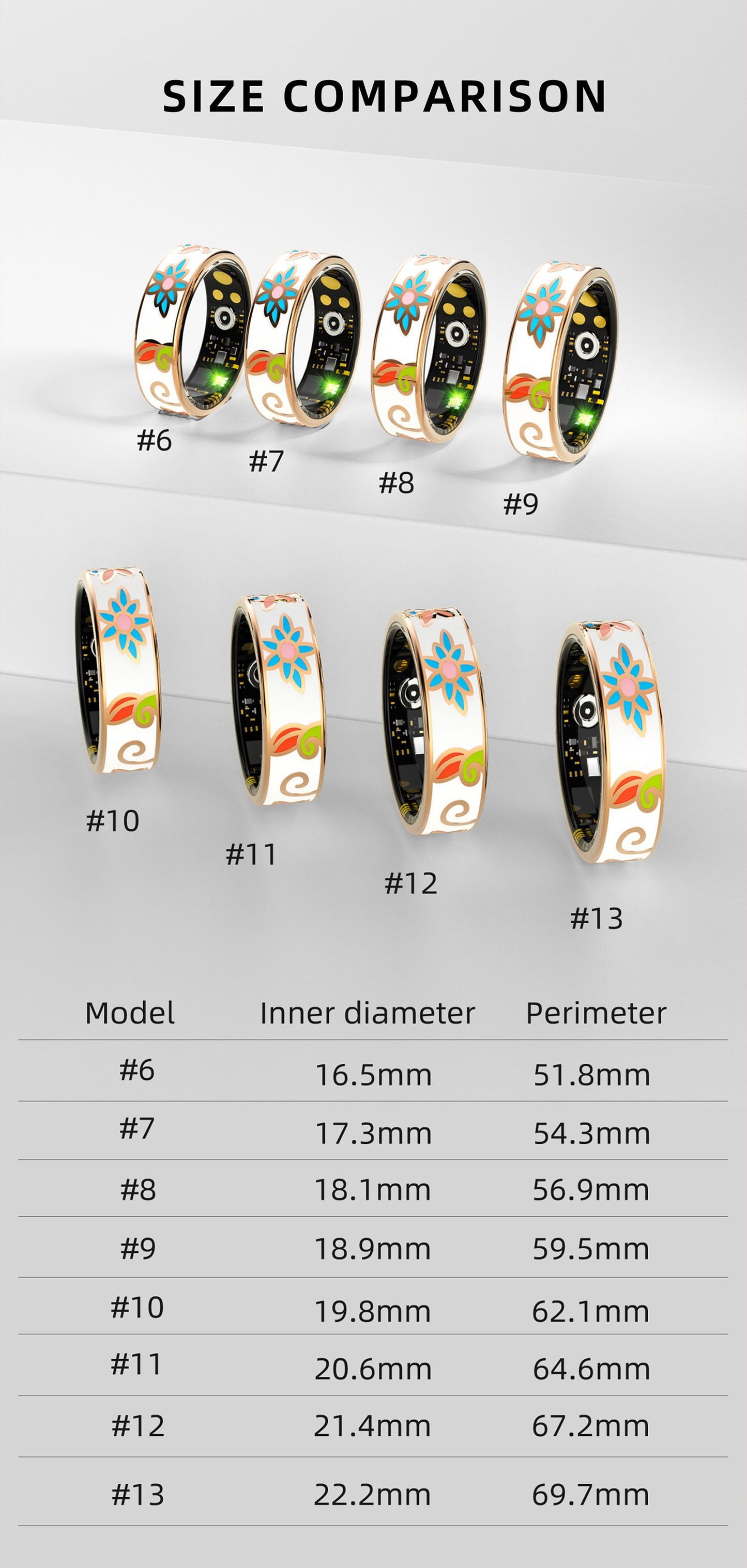 R18 Smart Health Ring for Women – Enamel Design, Wellness & Activity Tracking