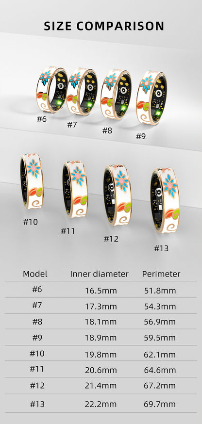 Bague connectée R18 pour femmes – Design en émail, suivi du bien-être et de l'activité