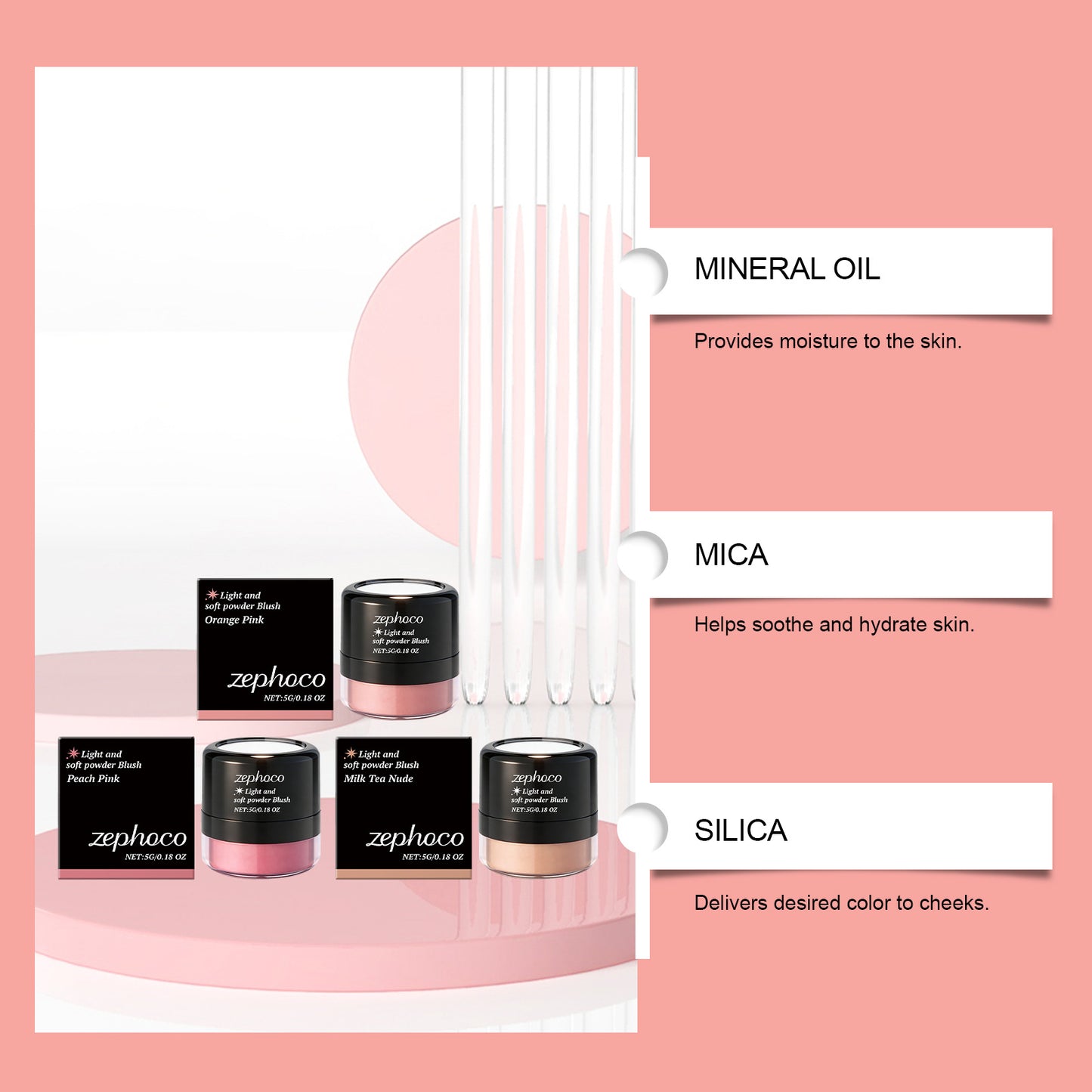 Zephoco Light & Soft Powder Blush (Multiple Shades)