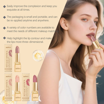Zephoco Metallic Lipstick – Smooth Color & Radiant Finish (Multiple Shades)
