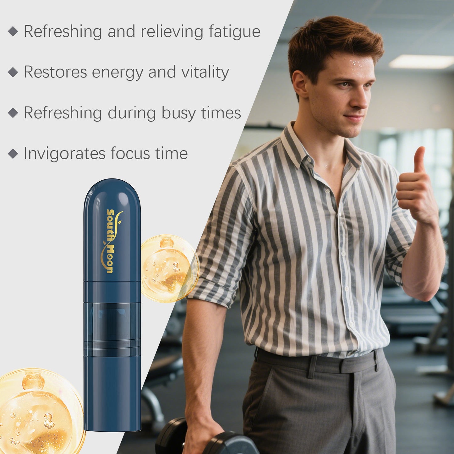 South Moon VitalFlow Men’s Aromatherapy Inhaler – Portable Refreshing Energy Support • Daily Wellness Care (2ml)