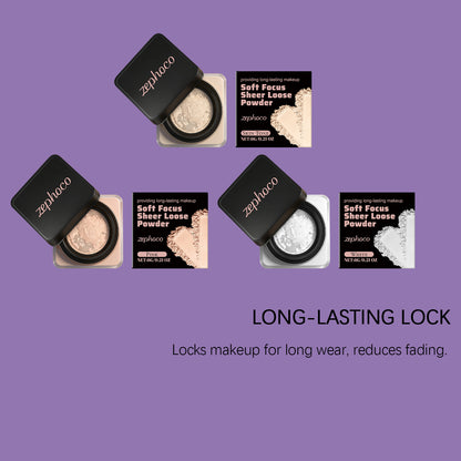 Zephoco Soft Focus Sheer Loose Setting Powder – Lightweight Oil-Control Makeup Finish