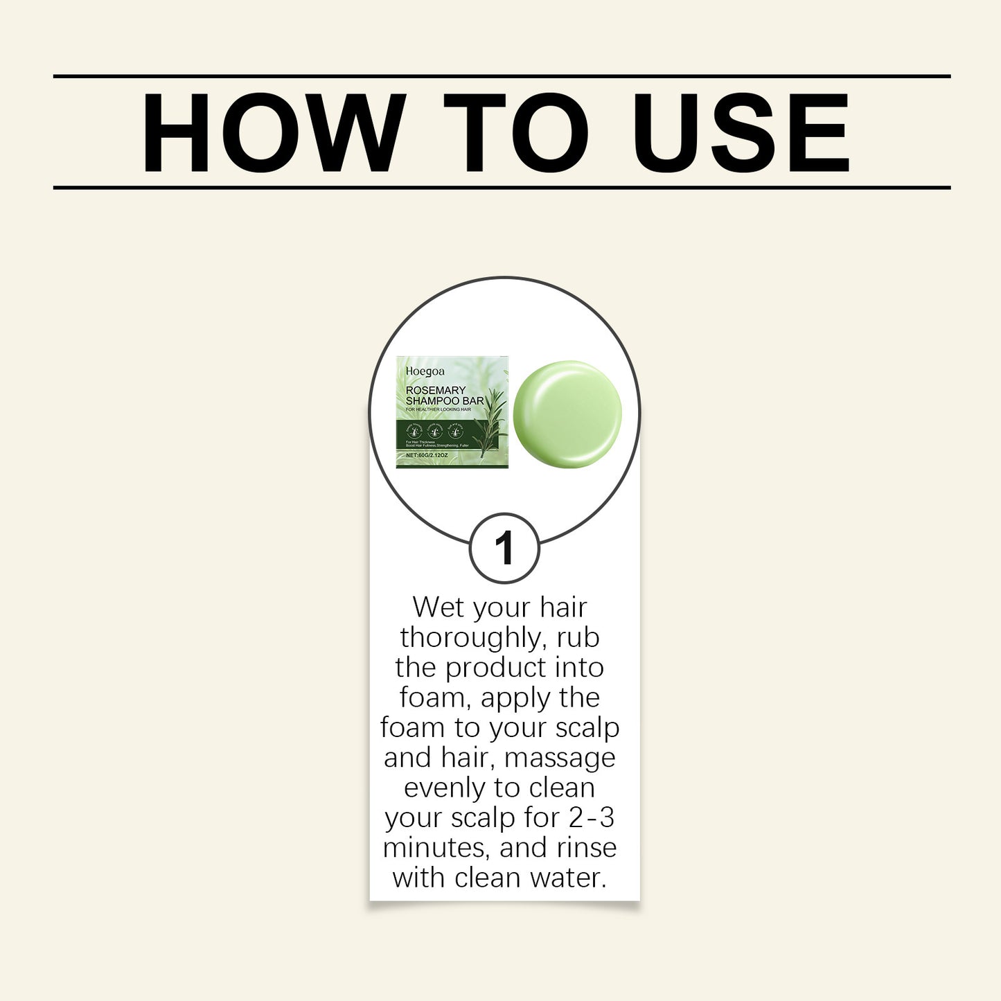 Champú de romero Hoegoa: para un cabello más grueso y saludable (60 g)