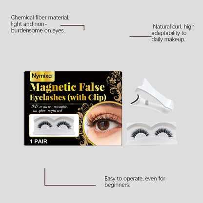 Nymixa Magnetic False Eyelashes with Clip – Reusable No-Glue Lash Set