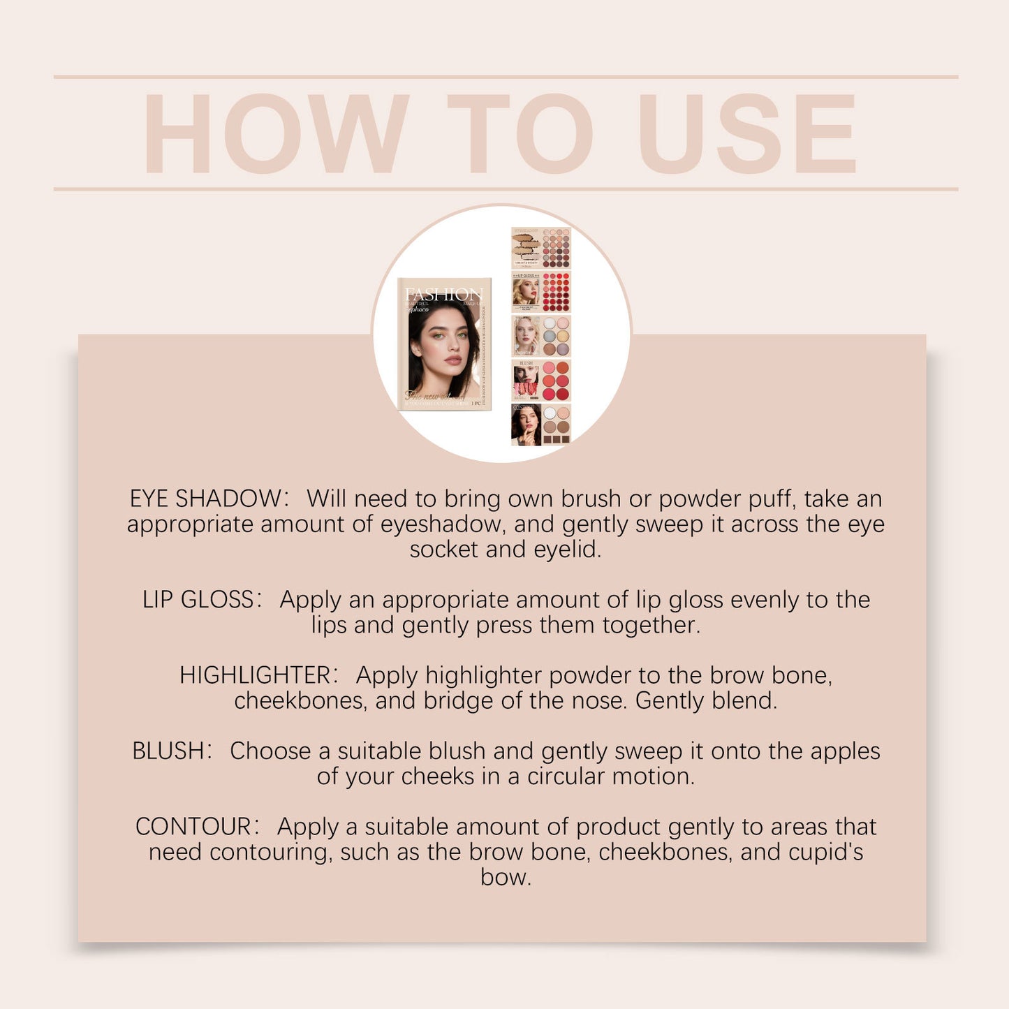 Paleta de maquillaje todo en uno Zephoco Fashion: sombra de ojos, brillo de labios, rubor y contorno