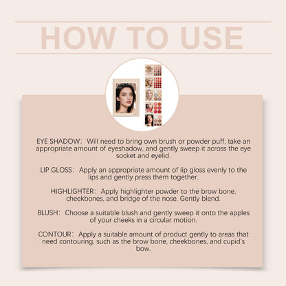 Paleta de maquillaje todo en uno Zephoco Fashion: sombra de ojos, brillo de labios, rubor y contorno