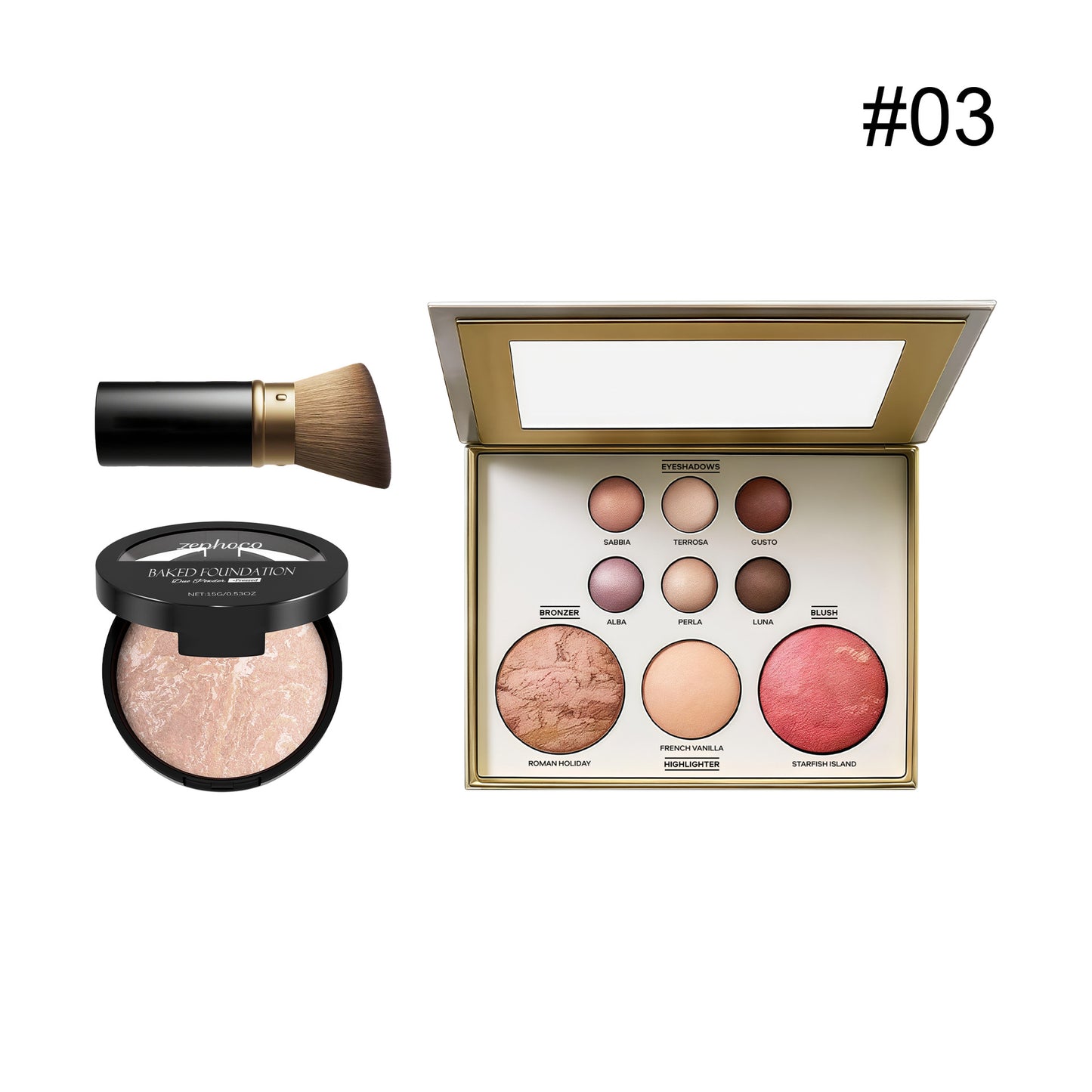 Palette de maquillage tout-en-un Zephoco – Fard à paupières, blush et highlighter avec pinceau pour une utilisation quotidienne et pour offrir