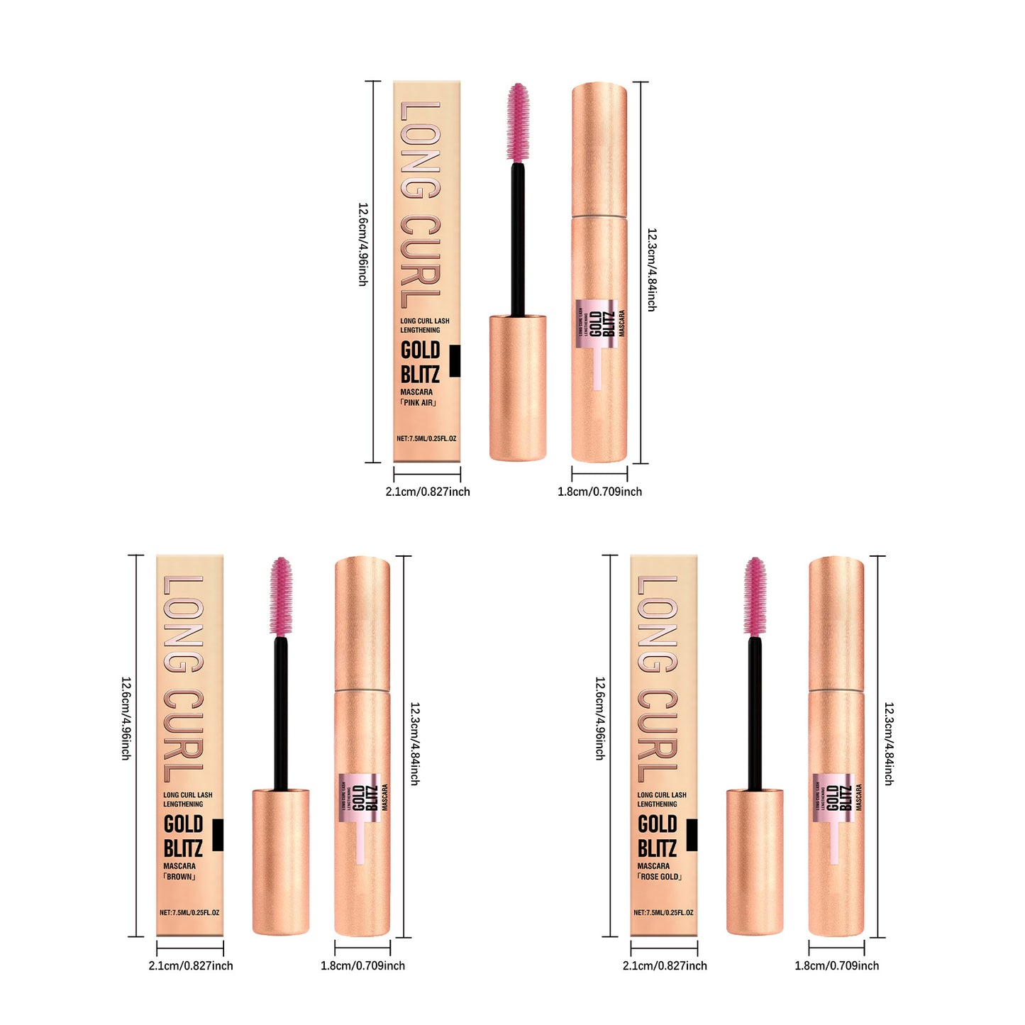 Zephoco Gold Blitz Lightweight Mascara – Buildable Lash Definition & Shimmer Finish